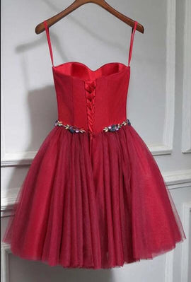 Cute Red Tulle Sweetheart Homecoming Dress, Red Party Dress