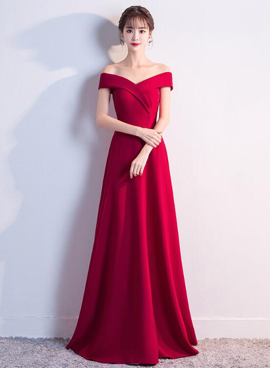 Beautiful Red Off Shoudler Long Prom Dress, Red Party Dress