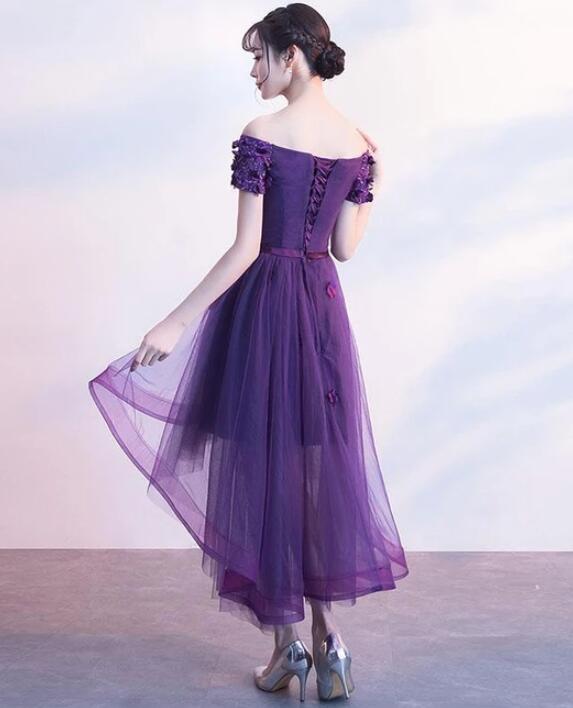 17059 Dark Purple Shimmer Hi-Low Dress