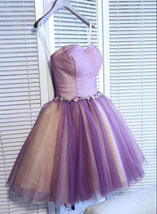 Cute Purple Sweetheart Tulle Pretty Homecoming Dresses, Short Prom Dress