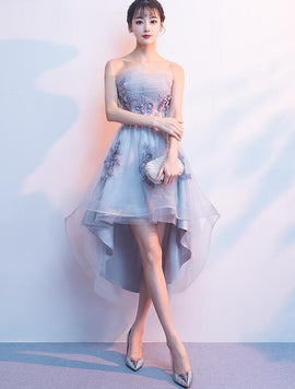 grey high low party dress