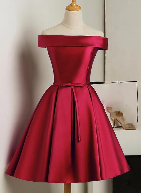 wine red satin party dress