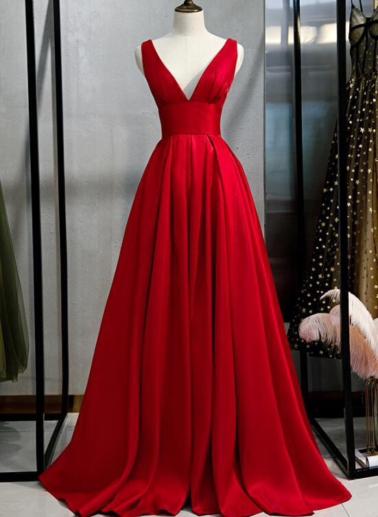 red satin long prom dress 2020