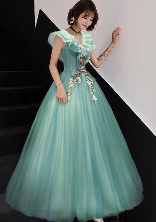 Charming Green Off Shoulder Ball Gown Party Dress, Sweet 6 Dress