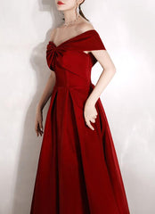 Beautiful Wine Red Party Dress , A-line Off Shoulder Prom Dress