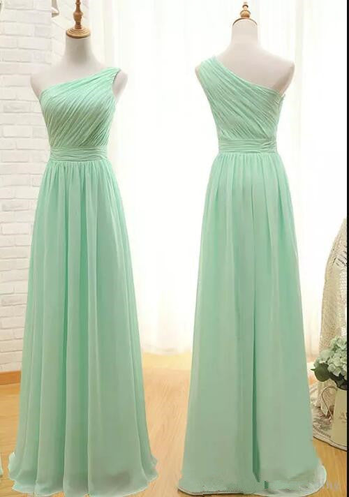 Mint Green Bridesmaid Dresses, One Shoulder Bridesmaid Dresses, Formal Gowns