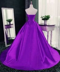 Charming Dark Red Satin Scoop Ball Gown Formal Dress, Quinceanera Dress