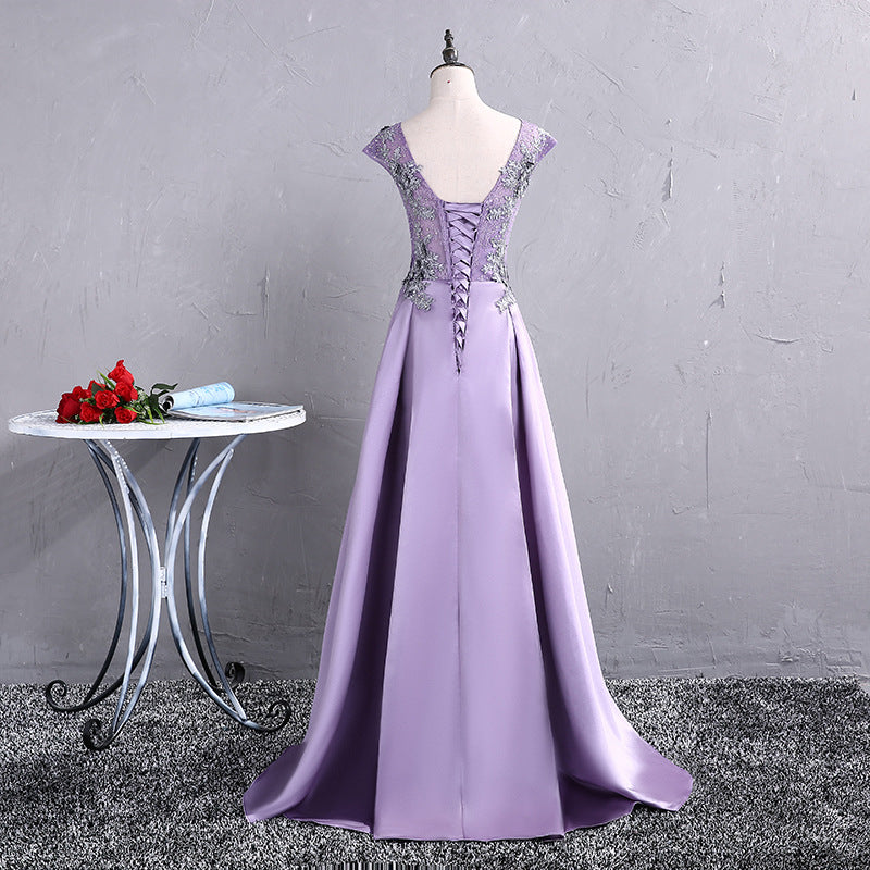 Fashionable Long Satin Purple Prom Dress, A-line Evening Gown – Cutedressy