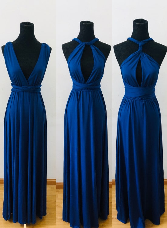 Triangle Multi Wear Convertible Bridesmaid Dresses Slate Blue