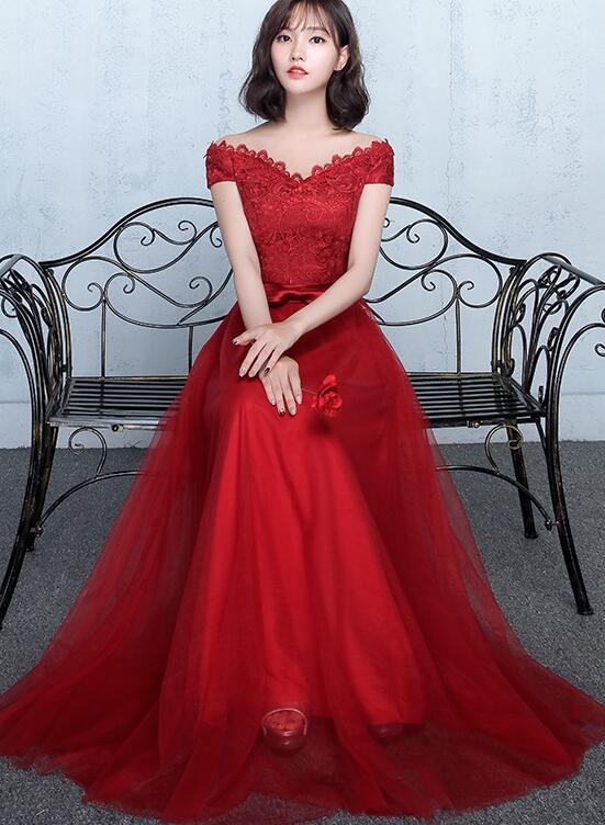 red lace prom dress 2020