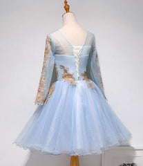 Lovely Light Blue Knee Length Party Dress, Short Prom Dress