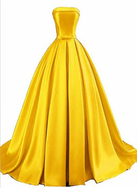 Gold Satin Prom Dress 2020