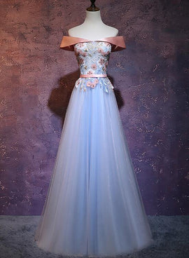 blue long prom dress