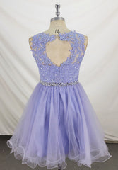 Lovely Lavender Tulle Short Handmade Party Dress, Knee Length Homecoming Dress