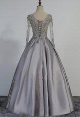 Beautiful Vintage V-Neck Lace Appliques Beading Long Evening Dress, Prom Dress, Lovely Gowns