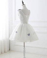 Lovely White Graduation Dresses, Short Party Dress, Adorable Short Formal Dress