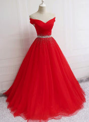 Beautiful Red Party Dress, Red Tulle Prom Dress , Lovely Formal Gowns
