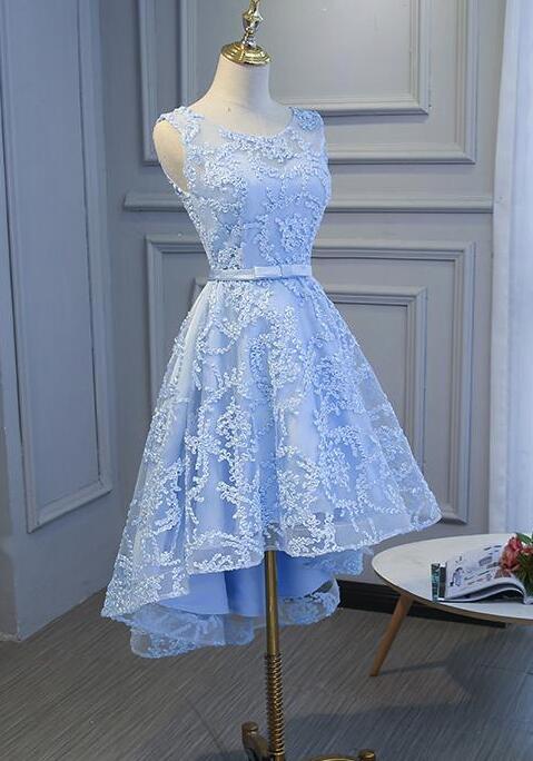 Light Blue High Low Homecoming Dresses , Blue Party Dress with Belt, C Cutedressy Light Blue High Low Homecoming Dresses , Blue Party Dress with Belt, C Cutedressy