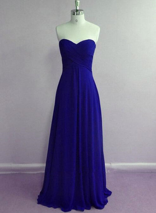 Royal Blue Sweetheart Floor Length Simple Bridesmaid Dresses, Blue Party Dresses, A-line Formal Gowns