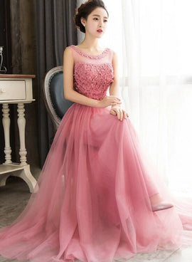 Pretty Tulle with Little Flowers Lace-up New Style Party Dress, Sweet Formal Dress for Girls, Prom Dresses