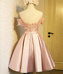 Lovely Pink Short Lace Homecoming Dresses, 8th Grade Prom Dresses, Graduation Formal Dresses