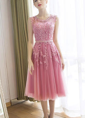 Lovely Party Dress for Woman, Tulle Tea Length Handmade Formal Dress, Cute Graduation Dress