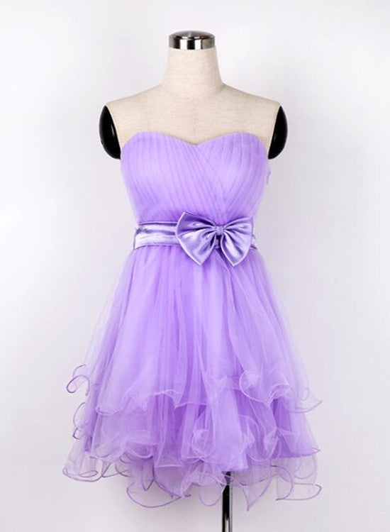 Lovely Lavender Sweetheart Teen Formal Dress with Bow, Cute Short Party Dress
