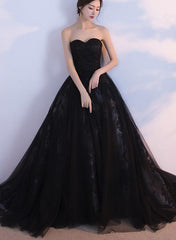 Black Tulle and Lace Ball Gown, Prom Dresses, Black Formal Gowns