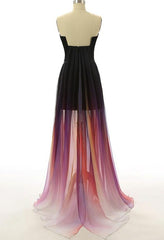 Gradient High Low Formal Dresses, Long Party Dresses, Chiffon Homecoming Dresses