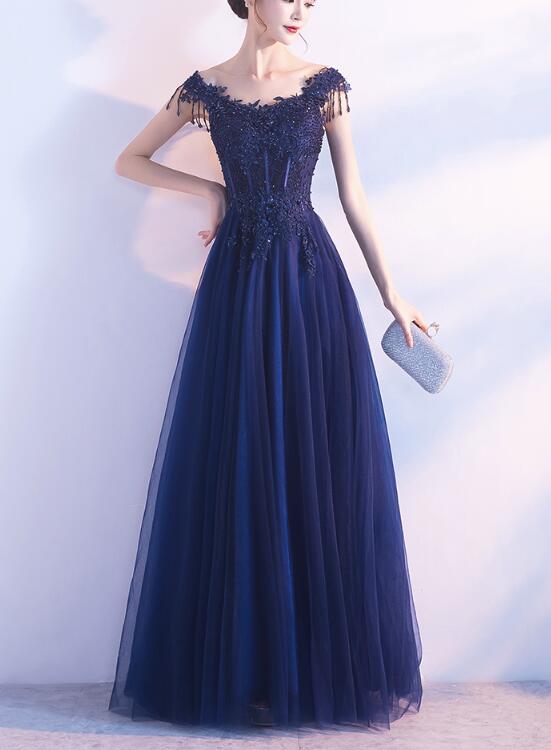 Navy Blue Long Prom Dress, Formal Gowns, Lovely Party Dresses – Cutedressy