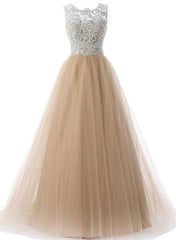 Lace and Tulle Elegant Formal Gowns , Beautiful A-line Party Dress