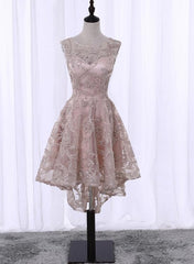 Lovely Pearl Pink High Low Homecoming Dress , Cute Party Dresses
