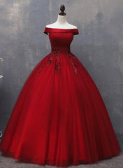 Glam Tulle Wine Red Formal Dress , Handmade Lace-up Party Dresses, Prom Gowns