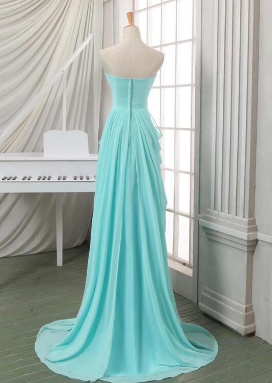 Mint Blue Chiffon Long Sweetheart Beaded A-line Prom Dress , Cute Juni Cutedressy Mint Blue Chiffon Long Sweetheart Beaded A-line Prom Dress , Cute Juni Cutedressy
