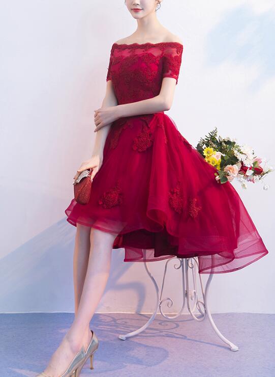 Lovely Wine Red High Low Formal Dress, Cute Party Dresses, High Low Ho Cutedressy Lovely Wine Red High Low Formal Dress, Cute Party Dresses, High Low Ho Cutedressy