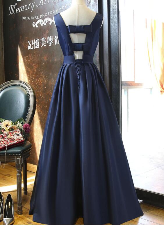 Navy Blue Elegant Long Party Gown, Gorgeous Beaded Formal Dress, Prom Dress