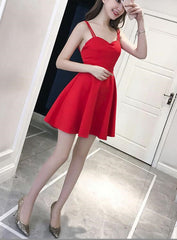Lovely Mini Women Straps Sexy Party Dress in Stock, Red Women Dress, Mini Dress