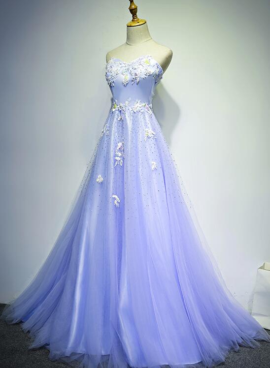 Light Blue Elegant Princess Prom Dress, Tulle Junior Prom Dress, Party Dress