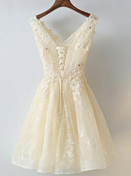Adorable Handmade Short V-neckline Lace Formal Dress, Lovely Party Dress
