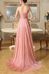 Lovely Pink Chiffon Beaded Floor Length Party Dress, Prom Dress , Pink Party Gown