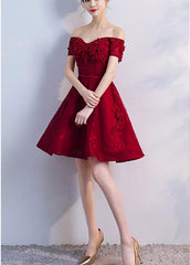 Adorable Wine Red Short Beaded Homecoming Dress, Short Prom Dress, Graduation Party Dress