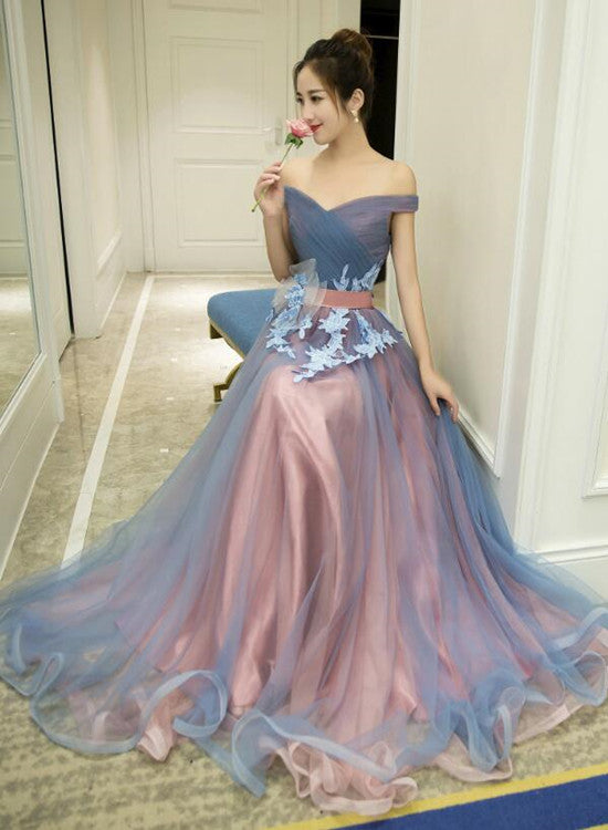 Charming Tulle Off Shoulder Sweetheart Junior Party Dress, Formal Dres – Cutedressy Charming Tulle Off Shoulder Sweetheart Junior Party Dress, Formal Dres – Cutedressy