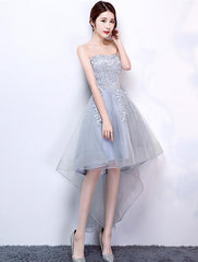 Grey Lace Sweetheart Party Dress, Party Dresses , Formal Dresses