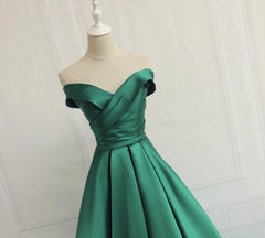 Beautiful Satin Green Off Shoulder Long Formal Dress, Beautiful Party Dresses