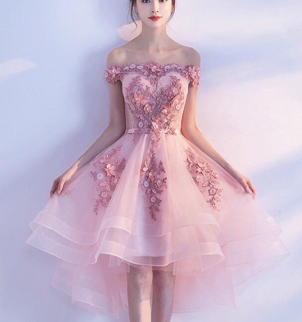 Lovely Pink High Low Party Dress, Tulle Prom Dresses, Homecoming Dress Cutedressy Lovely Pink High Low Party Dress, Tulle Prom Dresses, Homecoming Dress Cutedressy