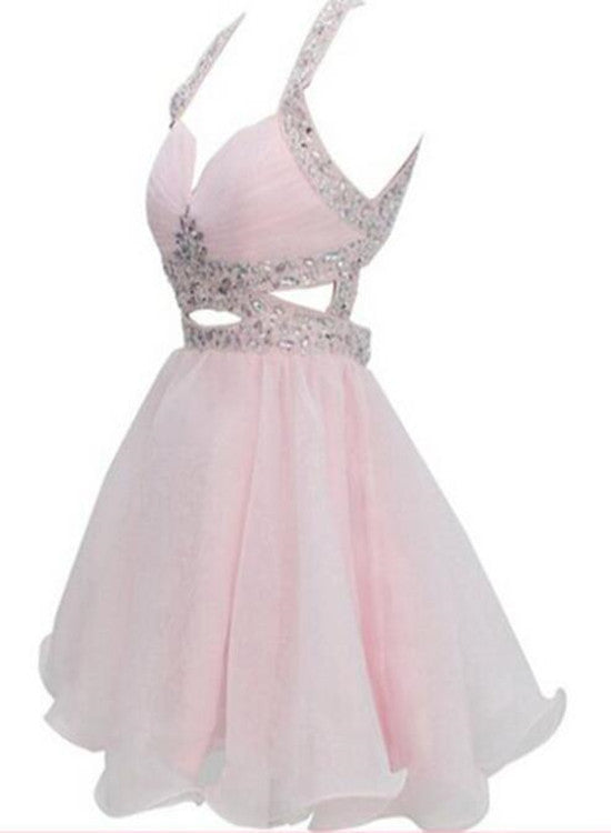 Adorable Pink Sequins Short Party Dress, Lovely Junior Prom Dresses