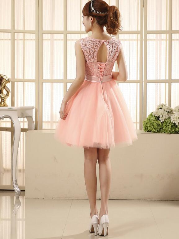 Light Pink Lovely Tulle and Lace Party Dress, Cute Teen Girls Formal Dress