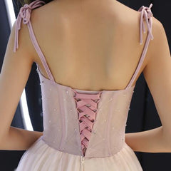 Lovely Pink Straps Long Formal Gown, Evening Party Dresses , Prom Dresses