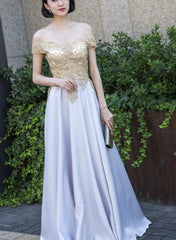 Beautiful Off Shoulder A-line Floor Length Prom Dress , Charming Party Gown