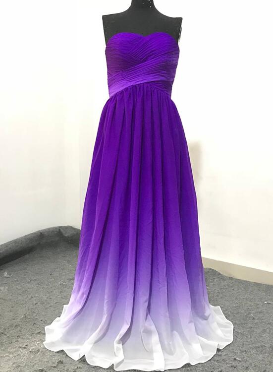Beautiful Gradient Purple Sweetheart Bridesmaid Dress, Beautiful Formal Dress